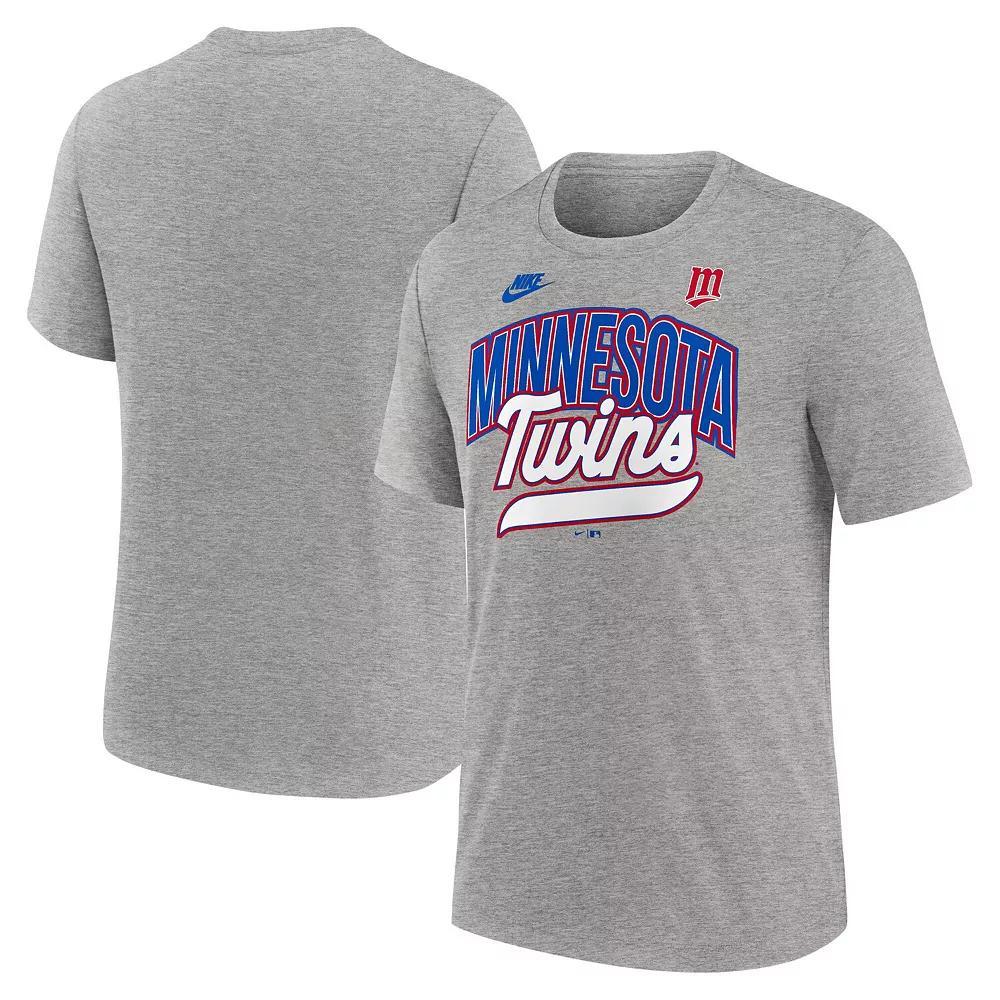 Men's Nike Heather Gray Minnesota Twins Cooperstown Collection Retro Tri-Blend T-Shirt,  Product Image