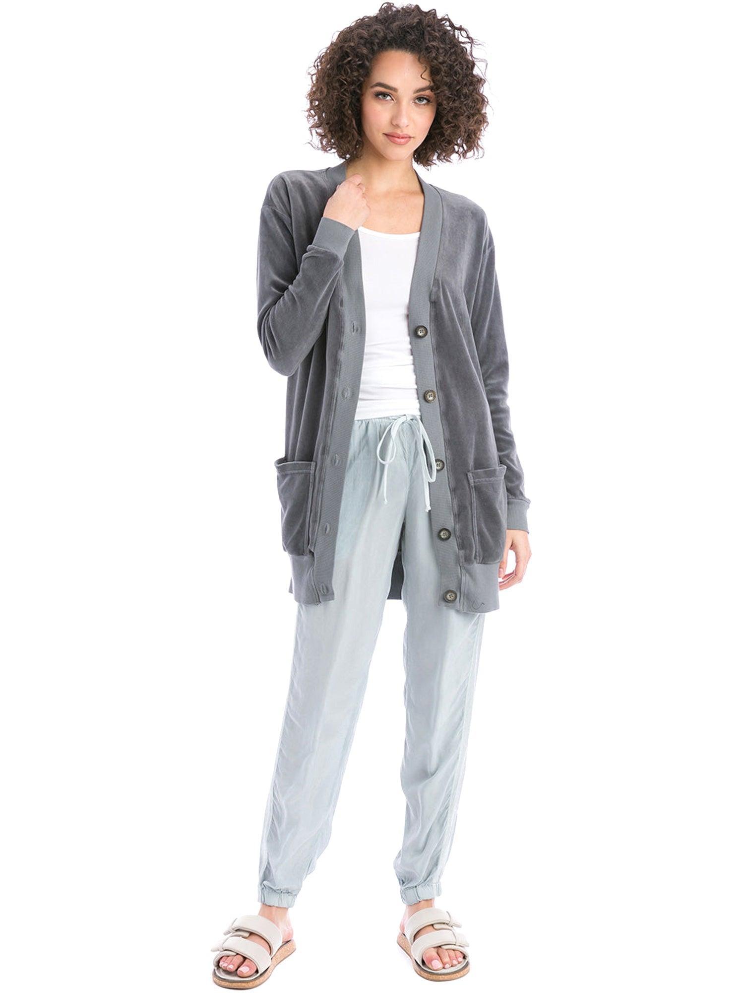 Hard Tail Velour Long Cardigan V-183 Product Image