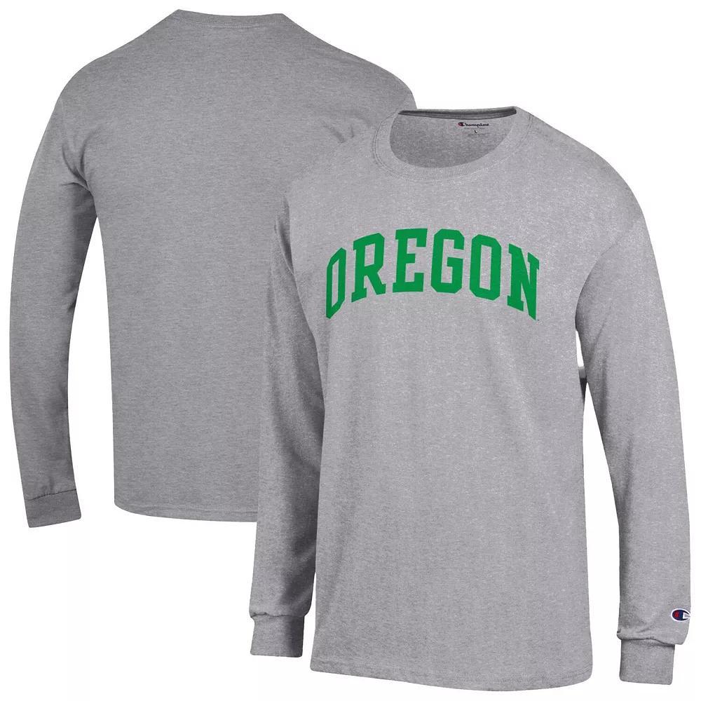 Men's Champion Heather Gray Michigan Wolverines Basic Arch Long Sleeve T-Shirt,  Product Image