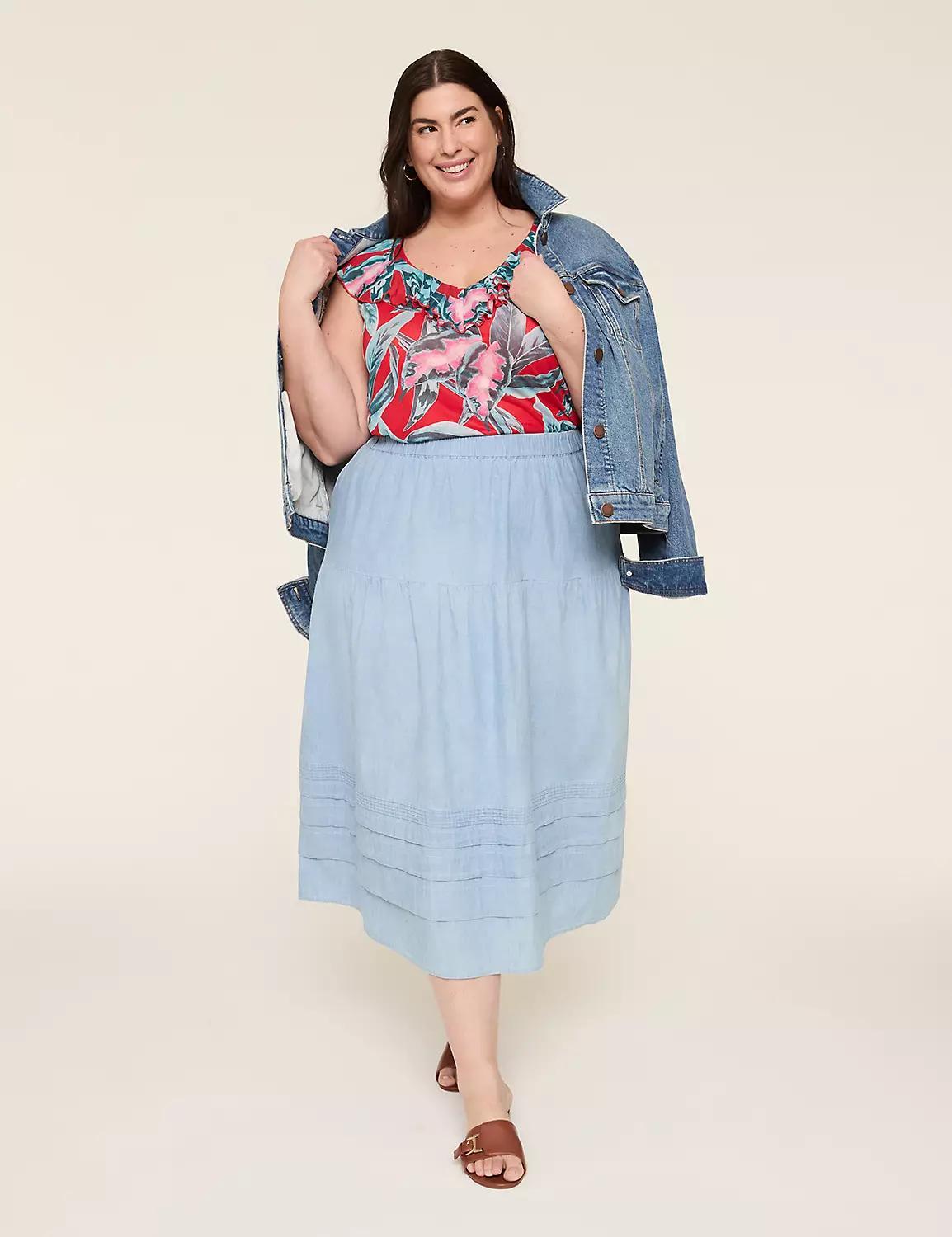 Chambray Pintuck Skirt Product Image