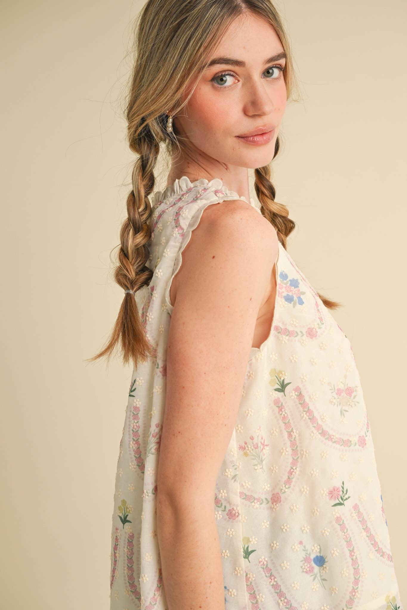 Embroidered Babydoll Top Product Image