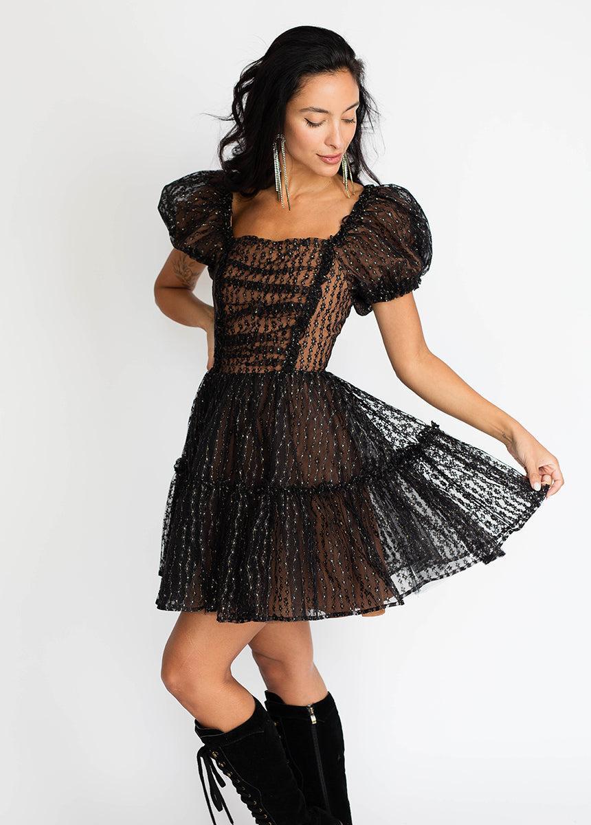 Perla Dress in Black Gold Product Image