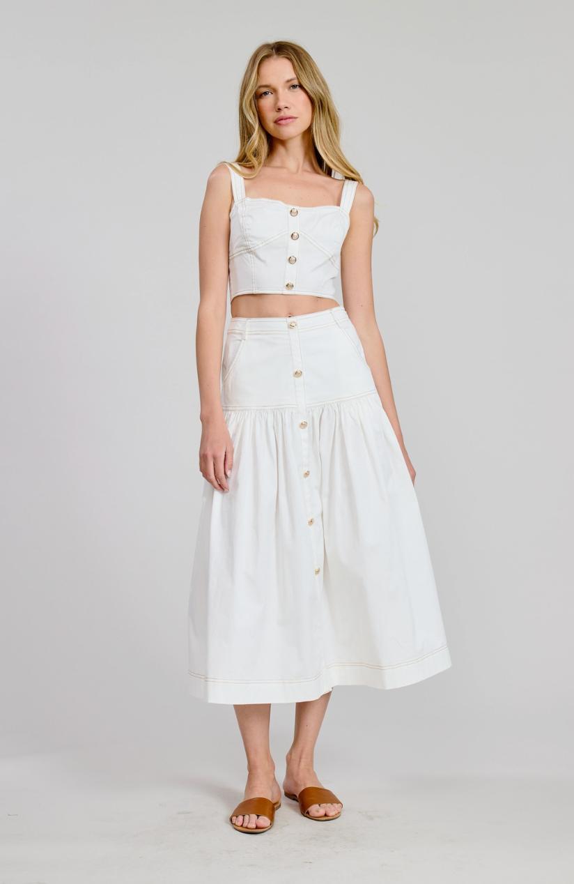 Button Detail Midi Skirt Product Image