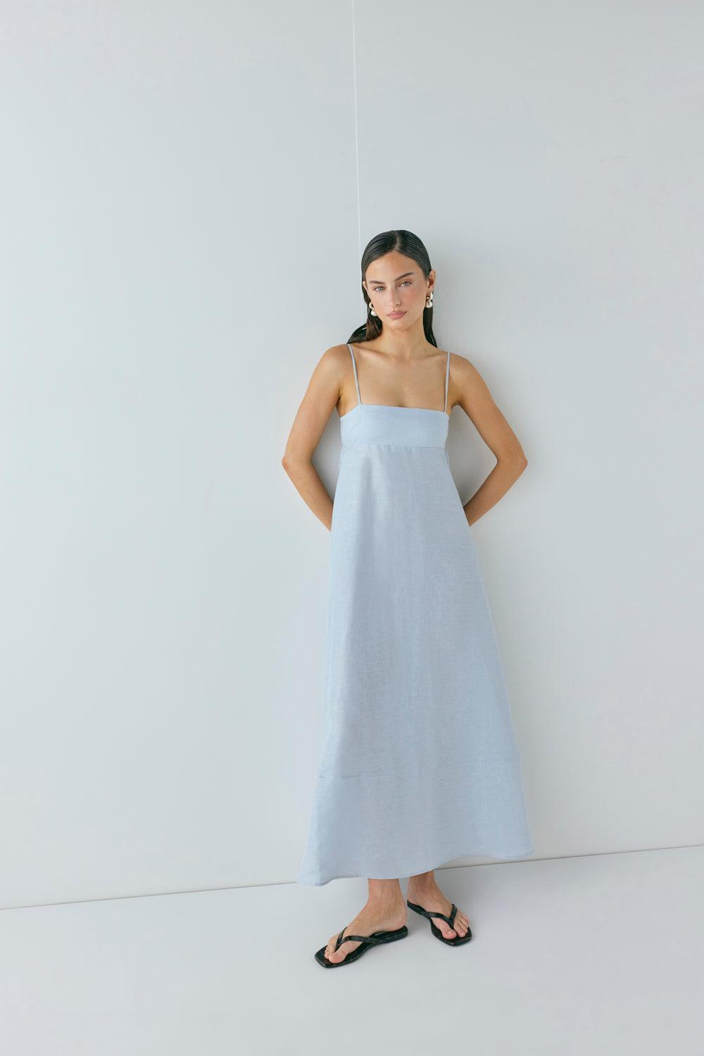 Behati Linen Maxi Dress Sky Product Image