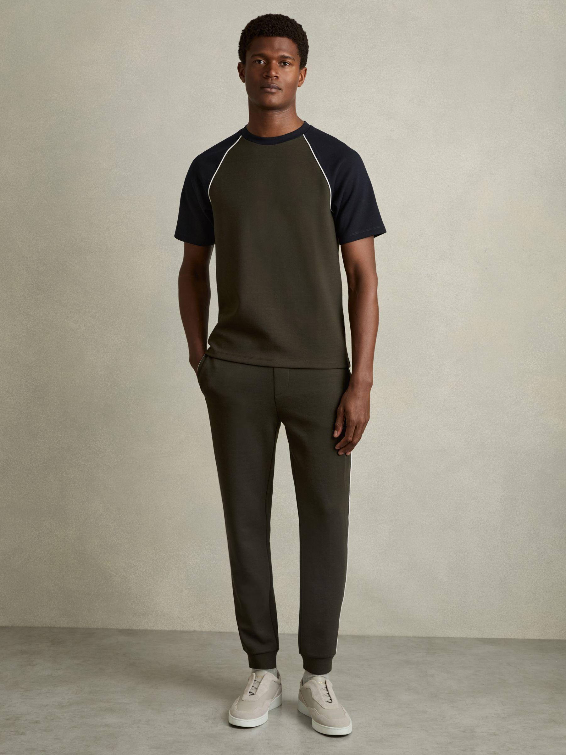 Interlock-Jersey Colour-Block T-Shirt in Forest Green/Navy Blue Product Image