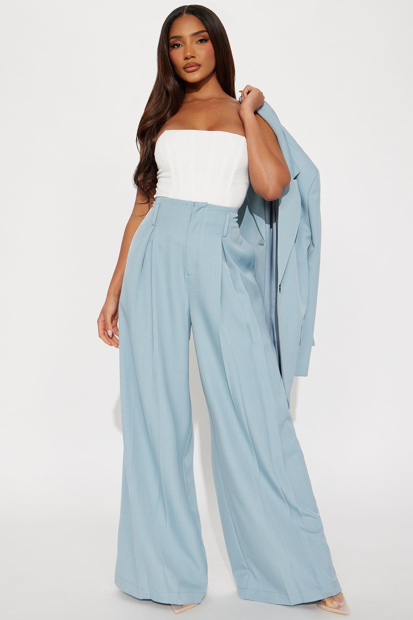 Posh Blazer Pant Set - Light Blue Product Image