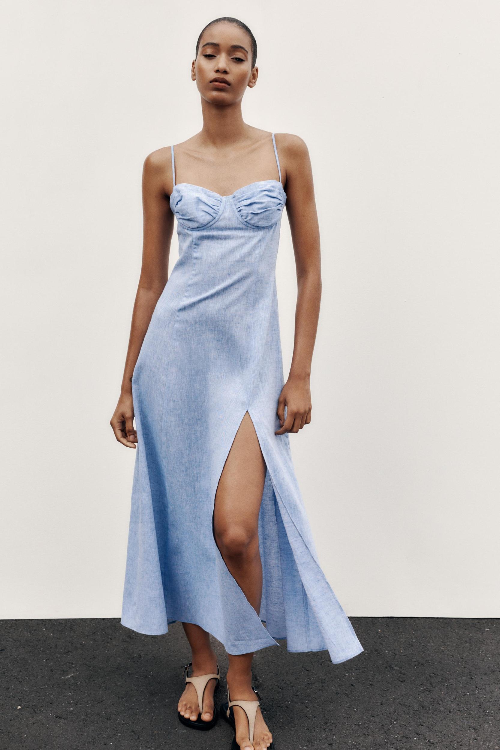 LINEN MIDI CORSET DRESS Product Image