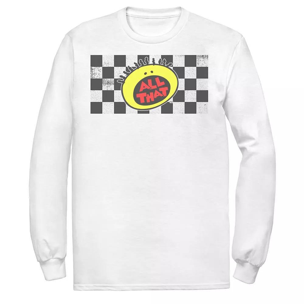 Men's Nickelodeon All That Checkered Logo Panel Long Sleeve Graphic Tee, Size: 3XL, White Product Image