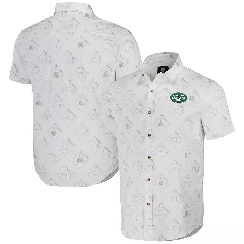 Men's NFL x Darius Rucker Collection by Fanatics White Los Angeles Rams Woven Short Sleeve Button Up Shirt,  Product Image