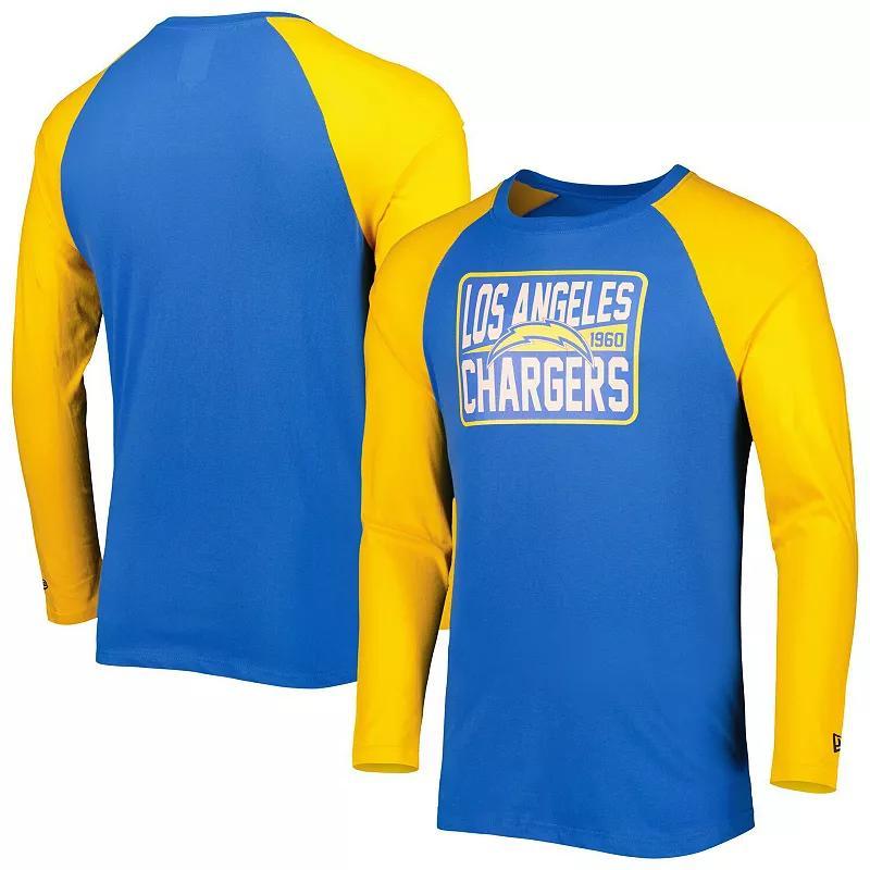 Mens New Era Powder Blue Los Angeles Chargers Current Raglan Long Sleeve T-Shirt Product Image