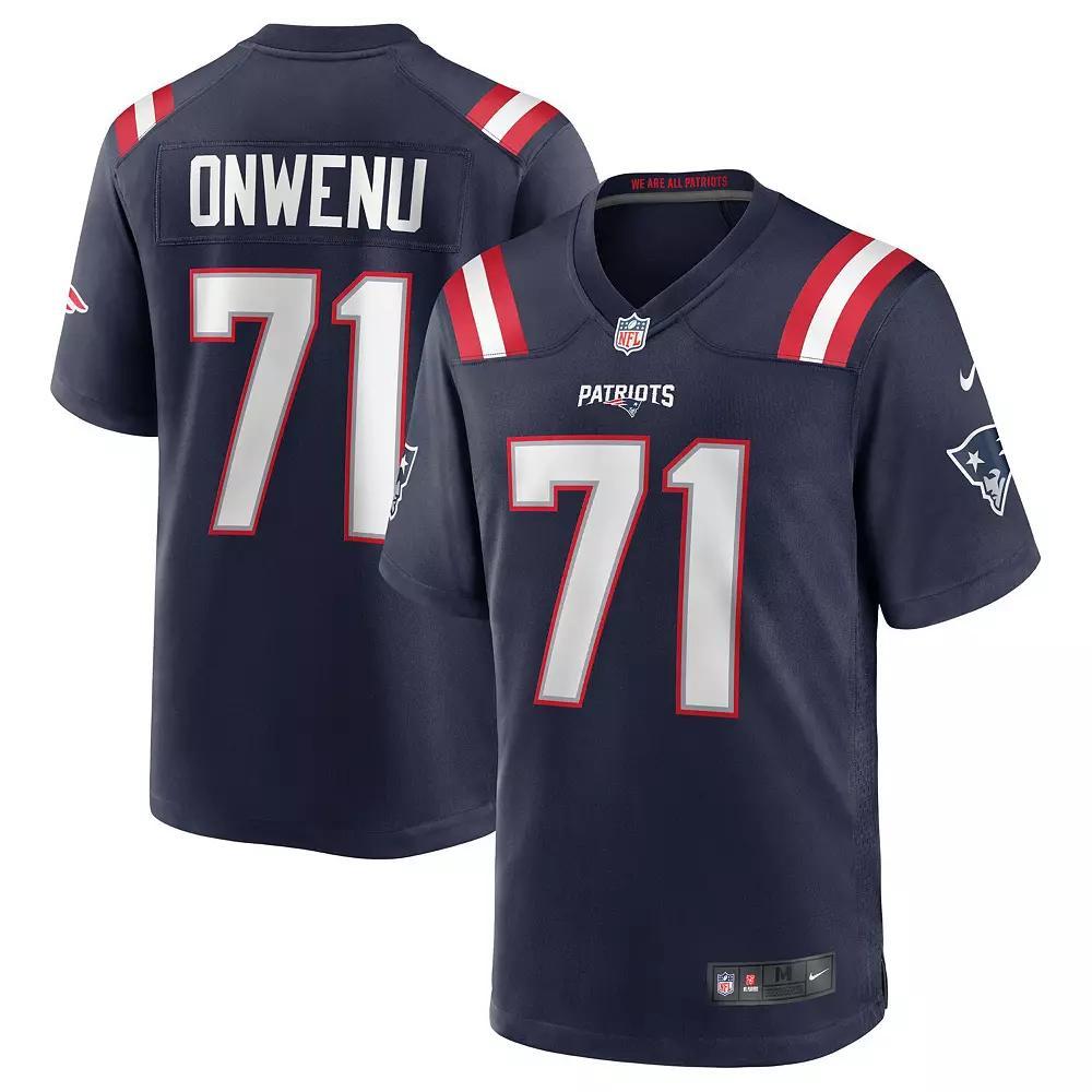 Men's Nike Mike Onwenu Navy New England Patriots Team Game Jersey, Size: 3XL, Blue Product Image