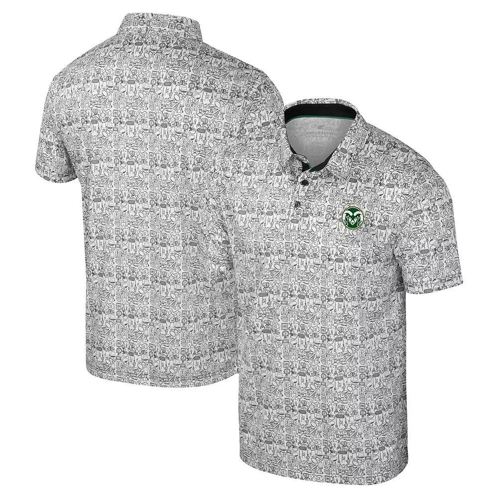 Men's Colosseum Black Colorado State Rams It's Time! Allover Print Polo, Size: XXL Product Image