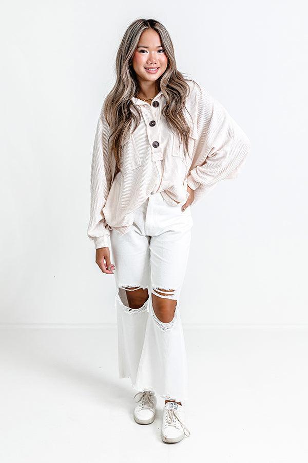 Coastal Comforts Oversized Top in Cream Product Image