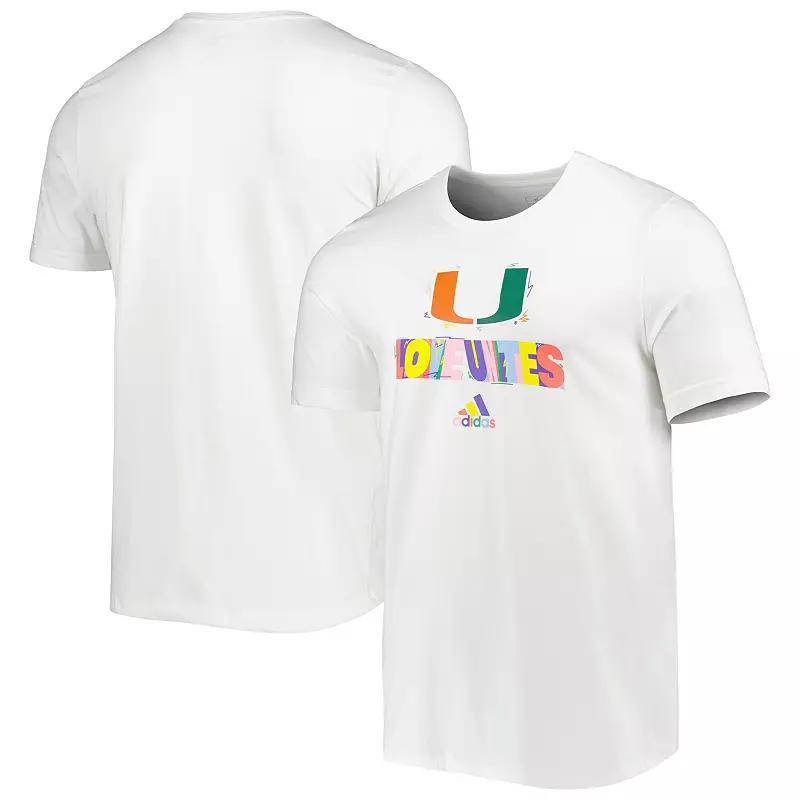 Men's adidas White Miami Hurricanes Pride Fresh T-Shirt,  Product Image