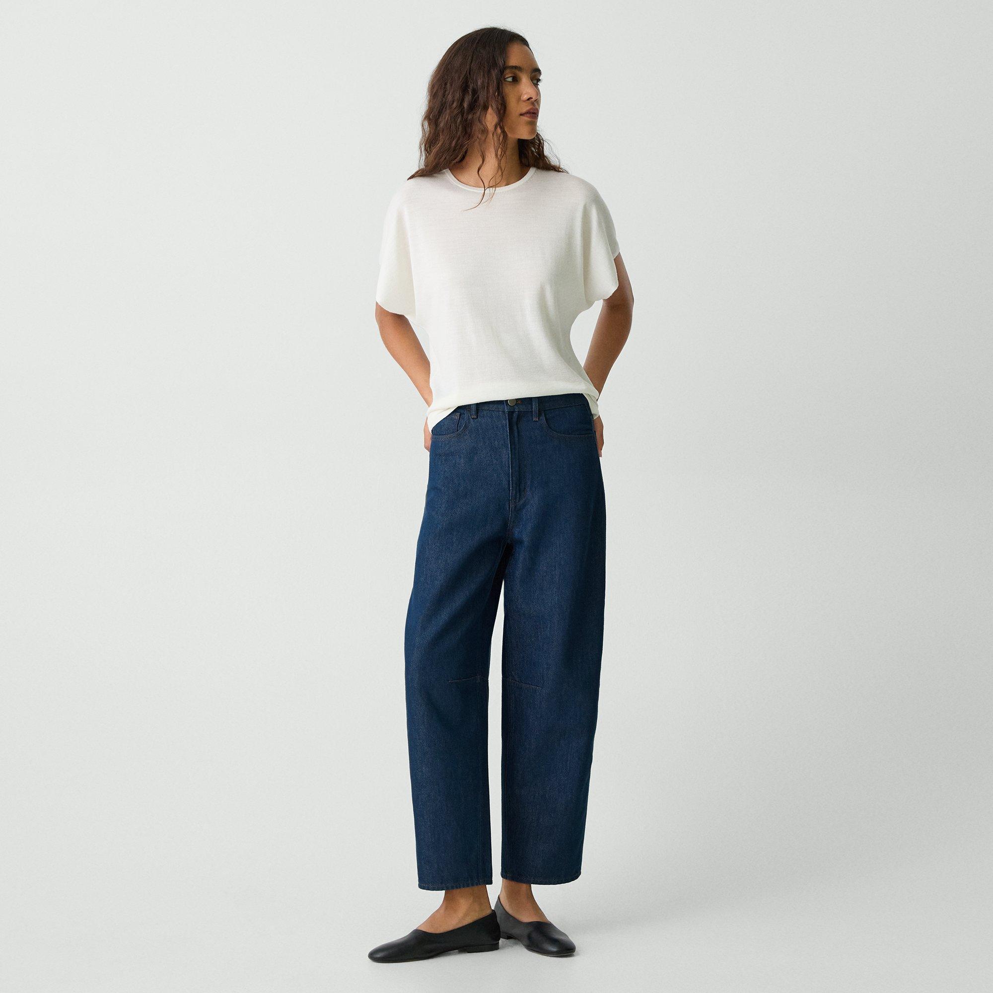 Relaxed Denim Cropped Barrel Pant | Theory Product Image