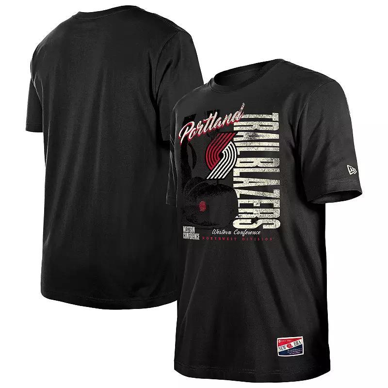 Men's New Era Black Portland Trail Blazers Distressed Throwback Vintage Color Pack T-Shirt,  Product Image