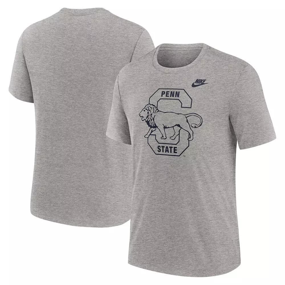 Men's Nike Heather Gray Penn State Nittany Lions Blitz Evergreen Legacy Primary Tri-Blend T-Shirt,  Product Image