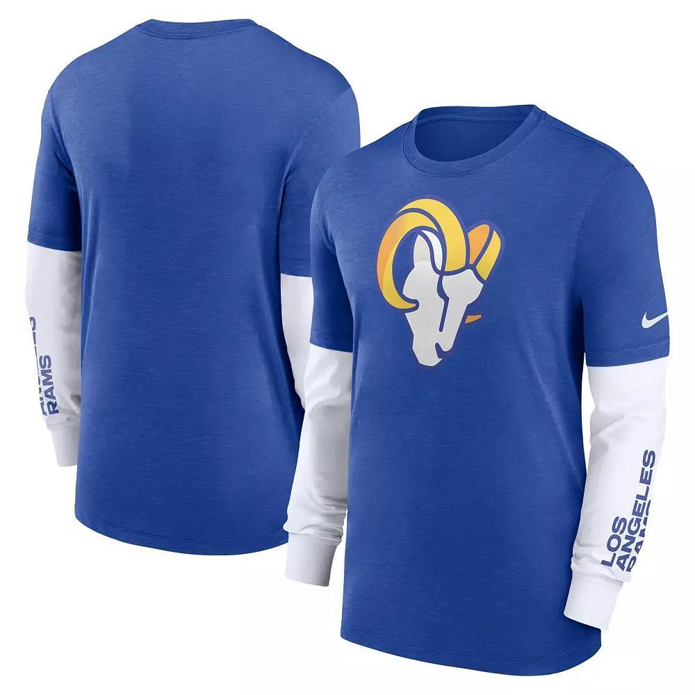 Men's Nike Heather Royal Los Angeles Rams Slub Fashion Long Sleeve T-Shirt,  Product Image