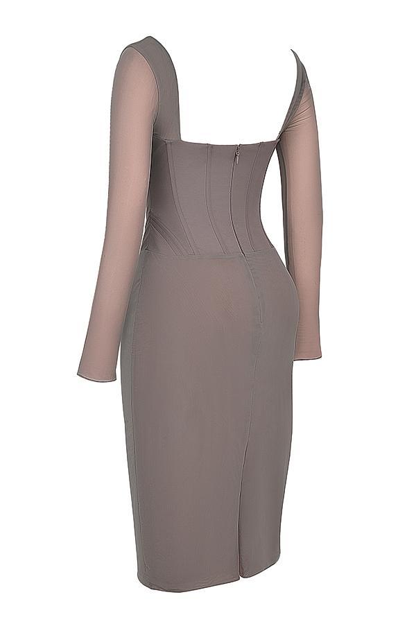 Safran Mocha Corset Midi Dress Product Image