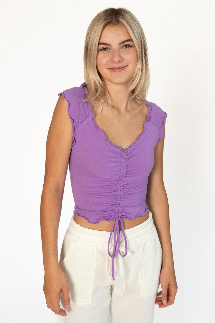 Amethyst Purple Center Ruched Tee Product Image