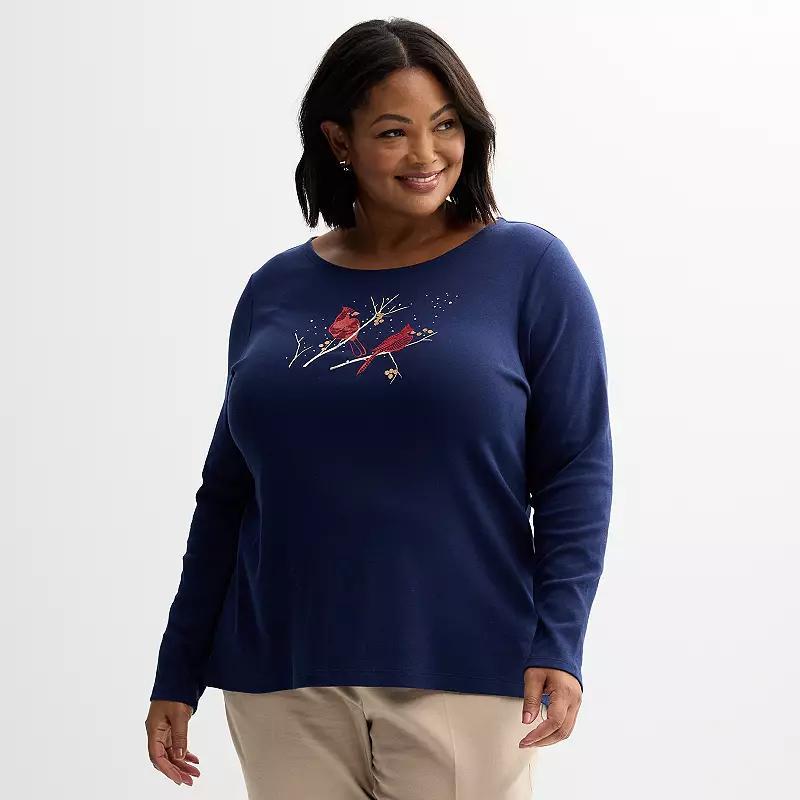 Plus Size Croft & Barrow Holiday Tee, Womens Product Image