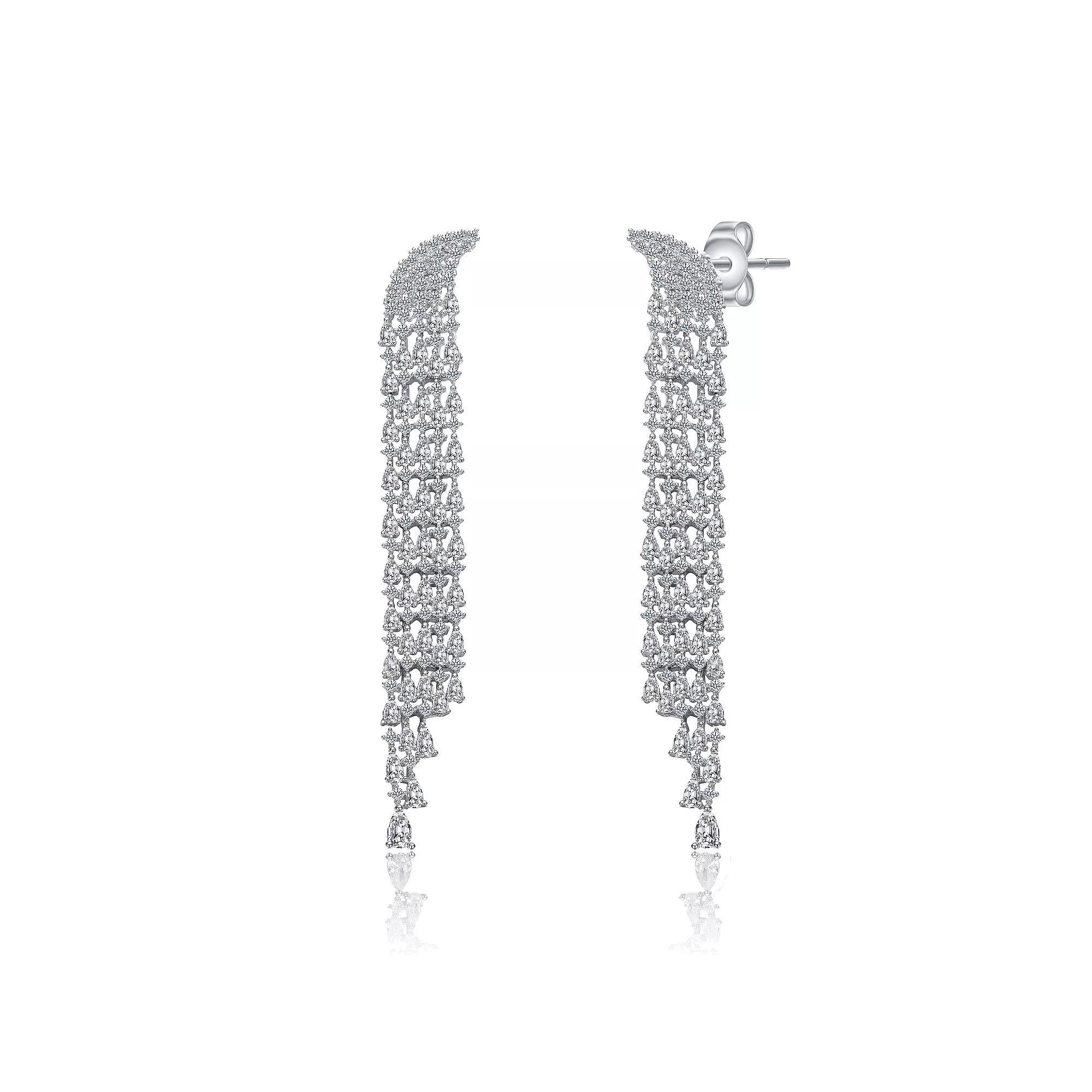 Sterling Silver Cubic Zirconia Dangle Bridal Earrings, Womens Product Image