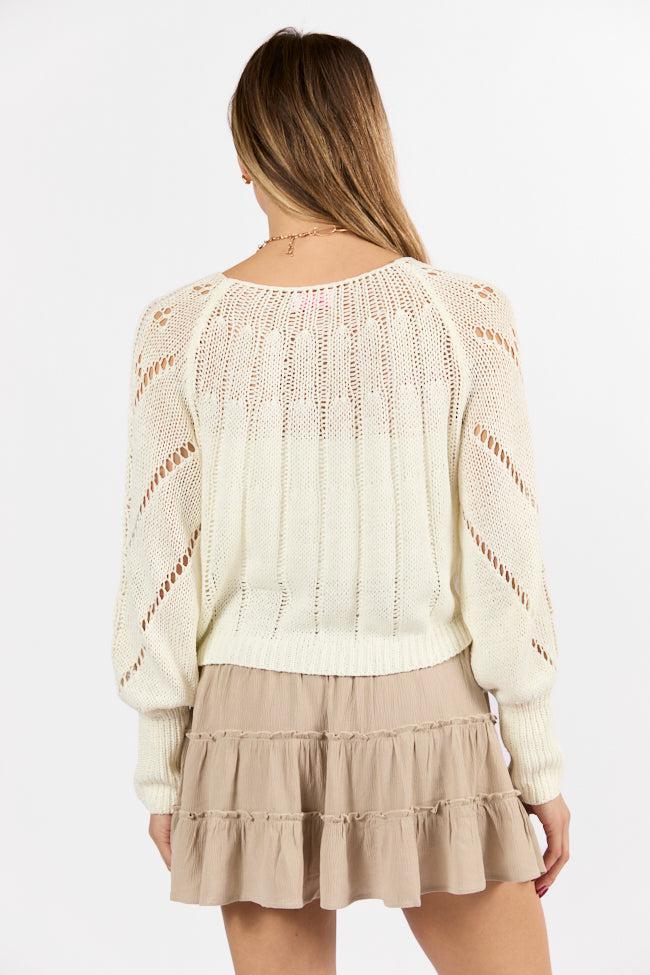 I'm Just Me Ivory Cable Knit Lightweight Sweater Product Image