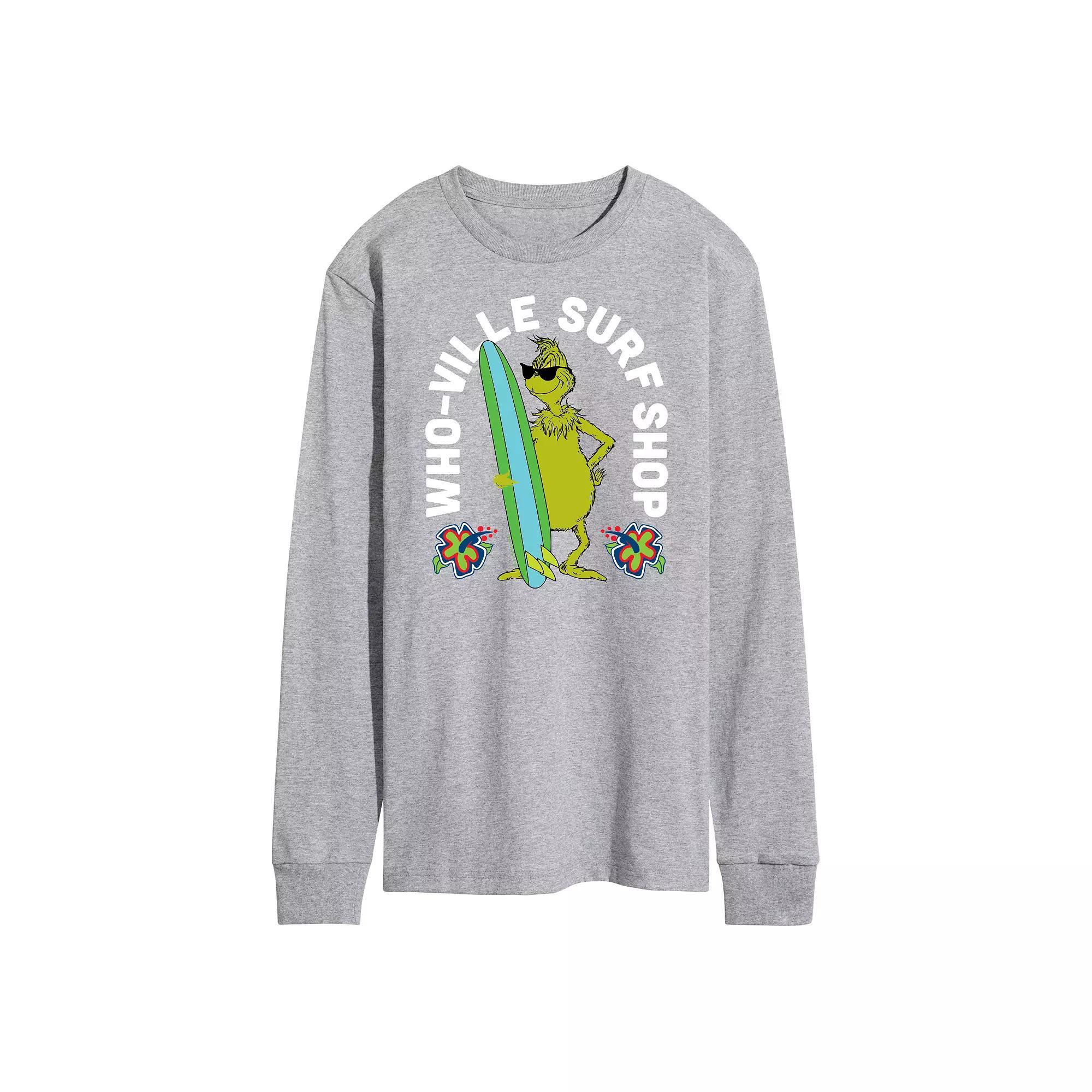 Men's Dr. Seuss The Grinch Whoville Surf Shop Long Sleeve Graphic Tee,  Product Image