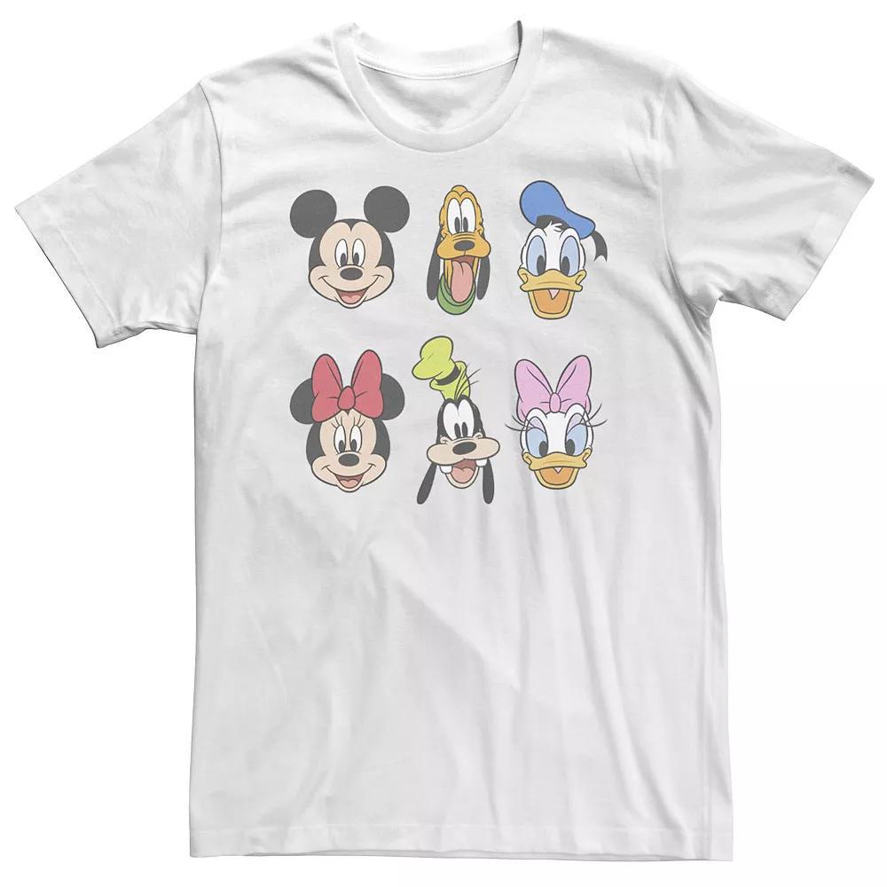 Big & Tall Disney Mickey & Friends Group Shot Heads Tee, Men's, Size: XL Tall, White Product Image