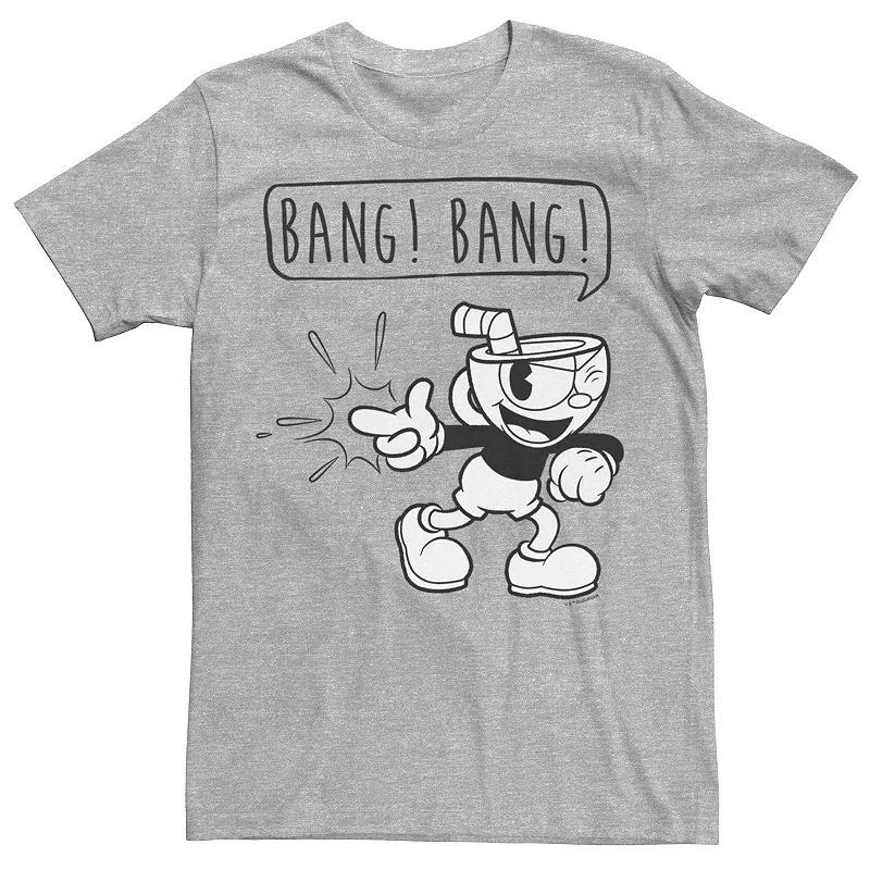 Men's The Cuphead Show Bang Bang Finger Gun Outline Tee, Size: XXL, Athletic Grey Product Image