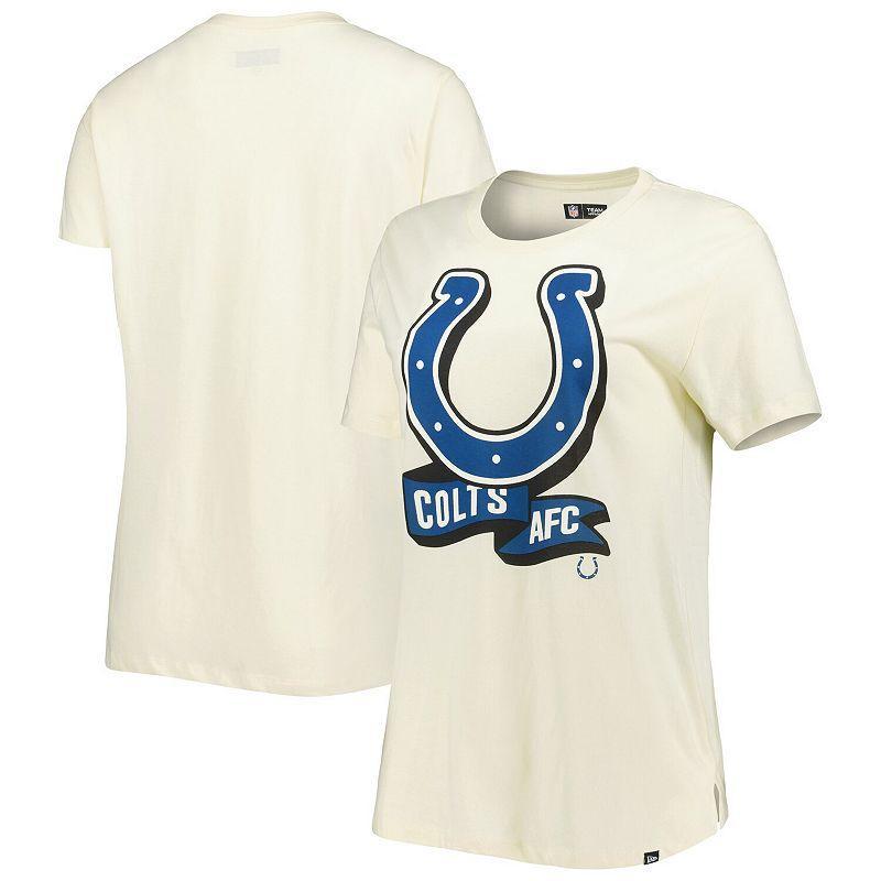 Women's New Era Cream Indianapolis Colts Chrome Sideline T-Shirt, Size: Medium, Beige Product Image