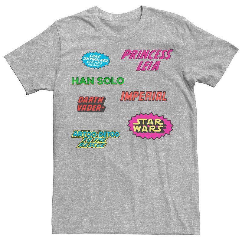 Mens Star Wars Vintage Sticker Logos Tee Athletic Grey Product Image