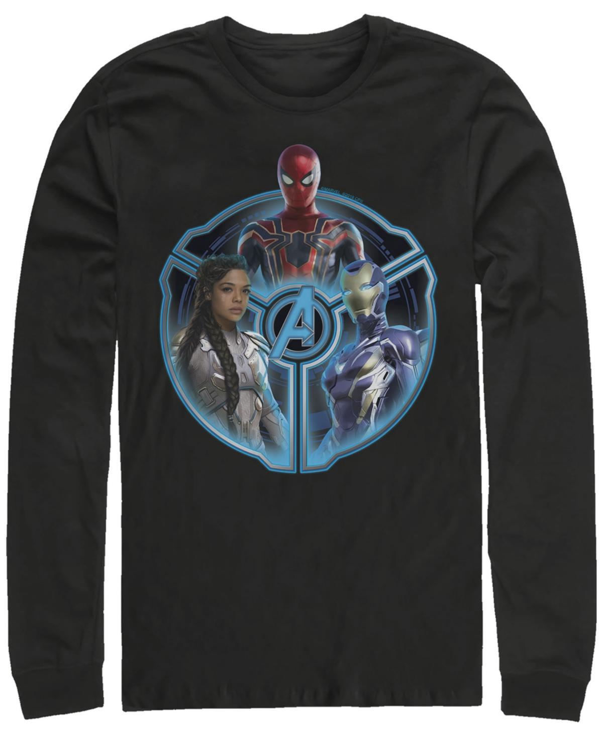 Men's Marvel Avengers Endgame Techno Group Shot Circle Portrait Long Sleeve Graphic Tee, Size: Large, Black Product Image