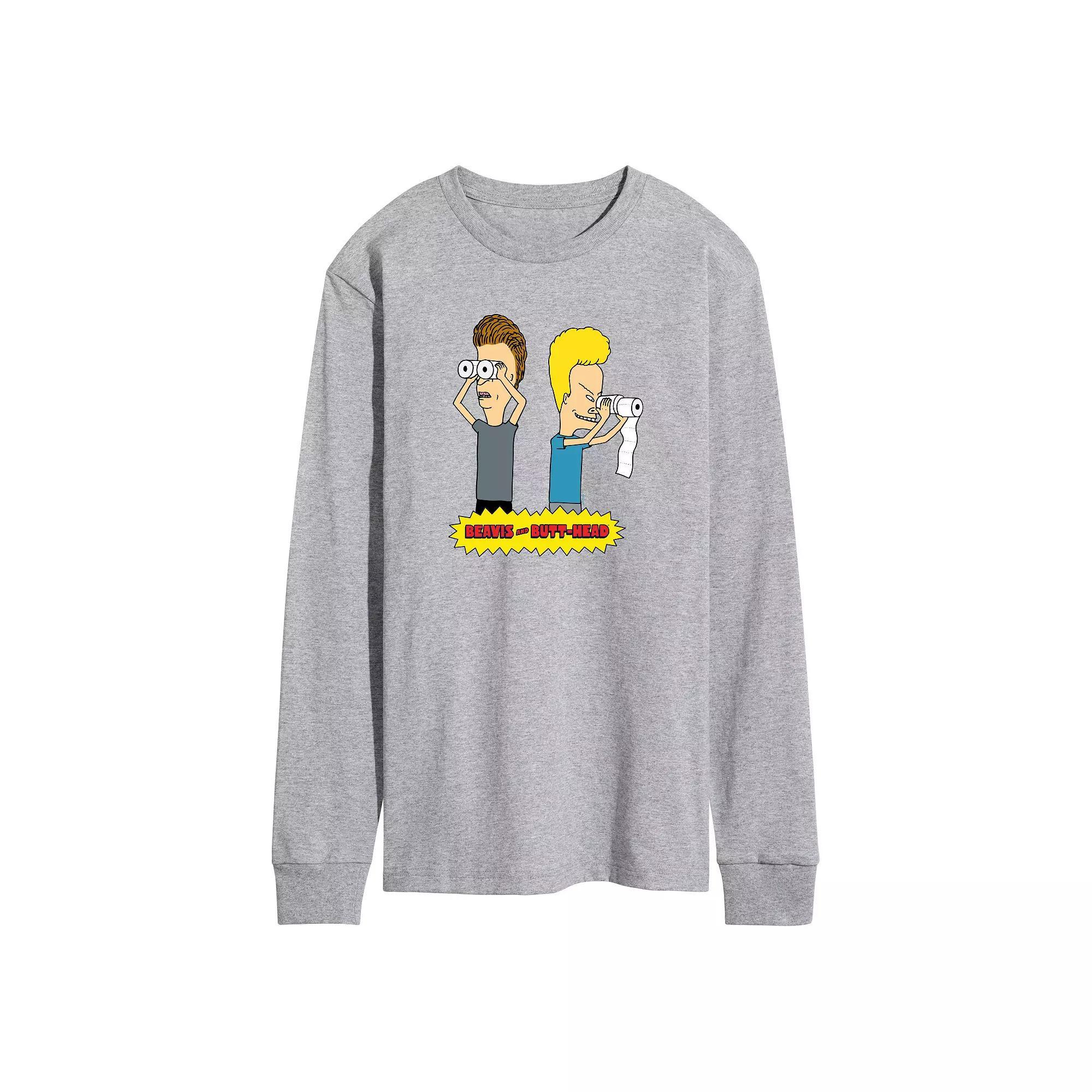 Men's Beavis & Butthead Toilet Paper Long Sleeve Graphic Tee,  Product Image