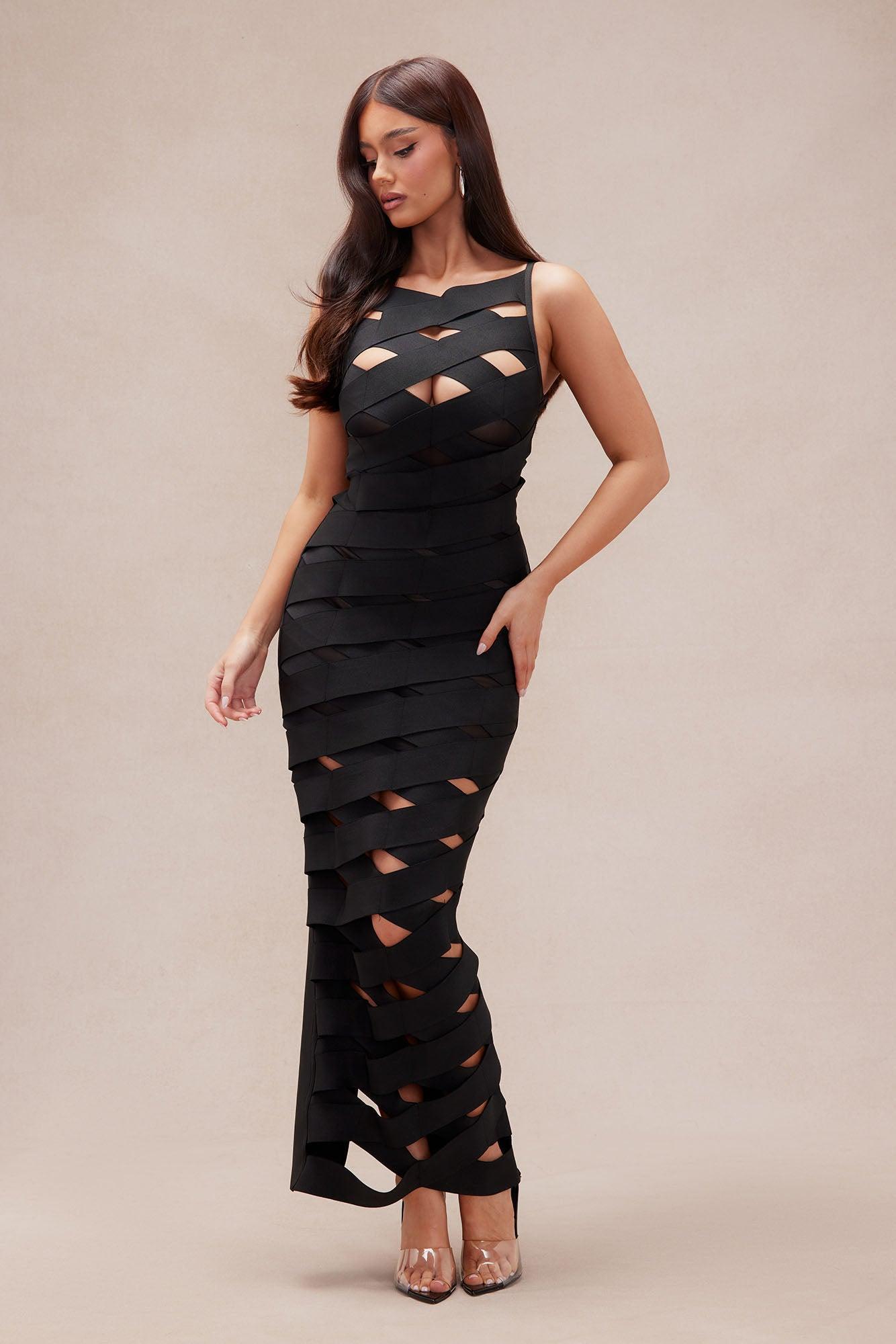 Brianna Bandage Maxi Dress - Black Product Image