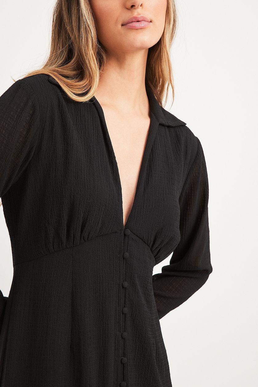 V-Neck Front Buttoned Midi Dress Product Image