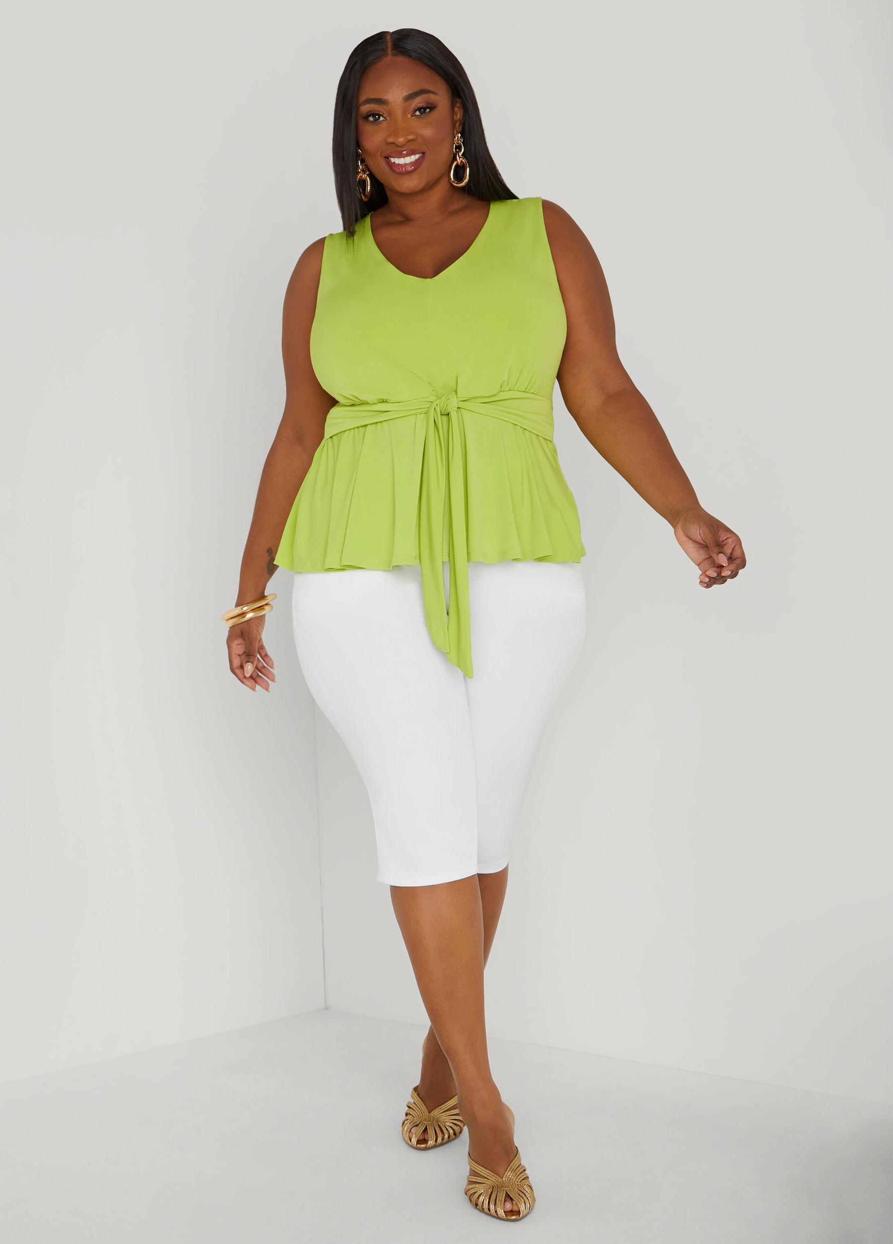 Plus Size Tie Front Peplum Top Ashley Stewart Product Image