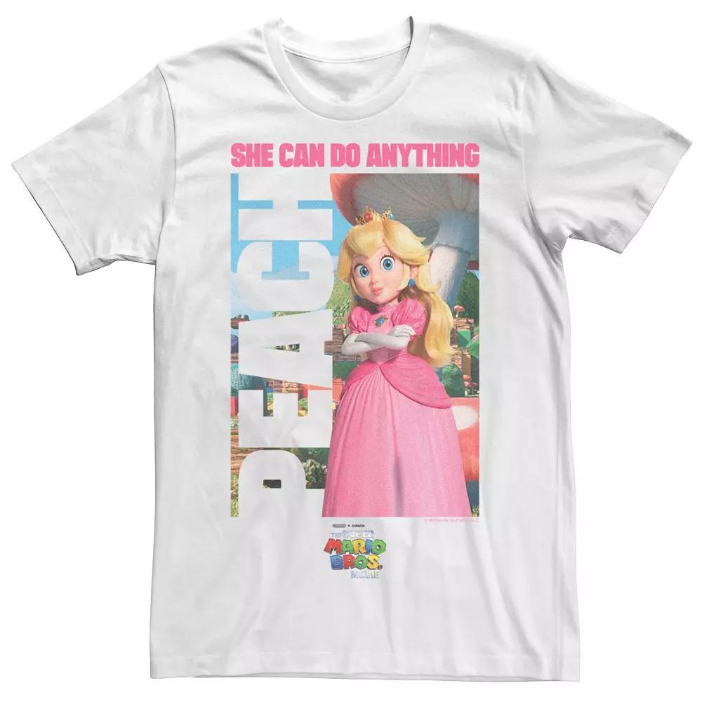 Big & Tall The Super Mario Bros. Movie Peach She Can Do Anything Graphic Tee, Men's, Size: XL Tall, White Product Image