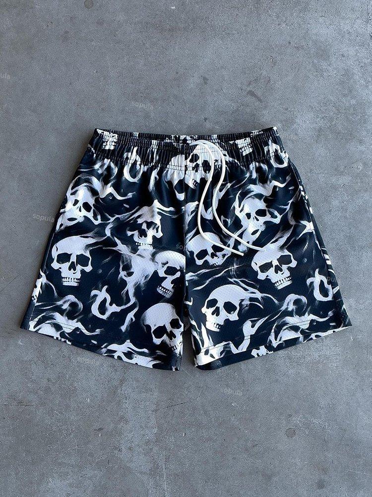 Vintage Bravest Studios Skull Graphics Mesh Shorts Product Image