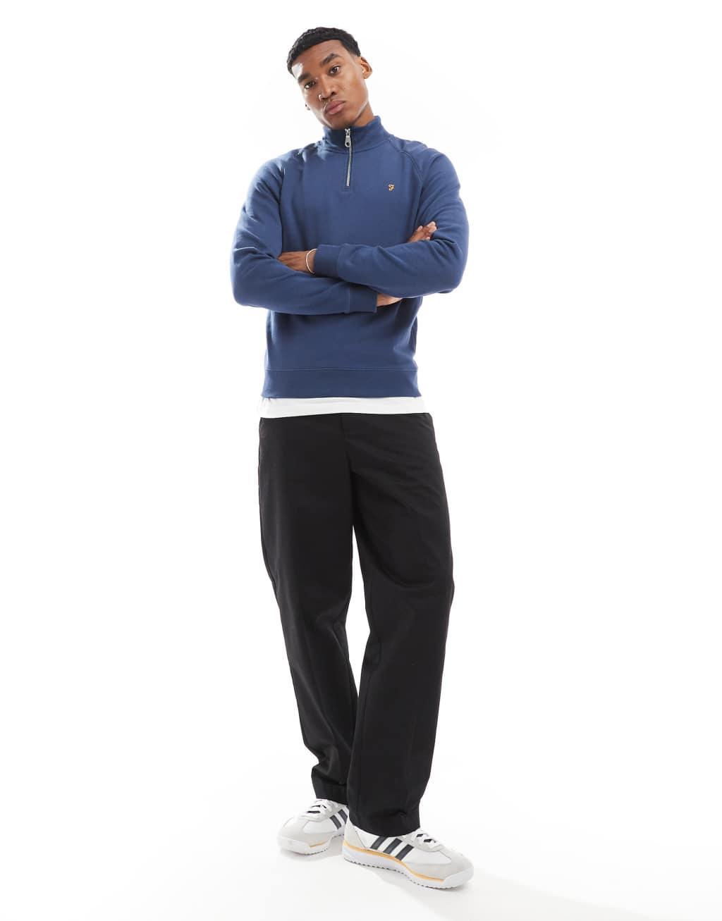 Farah jim half zip sweatshirt in blue Product Image