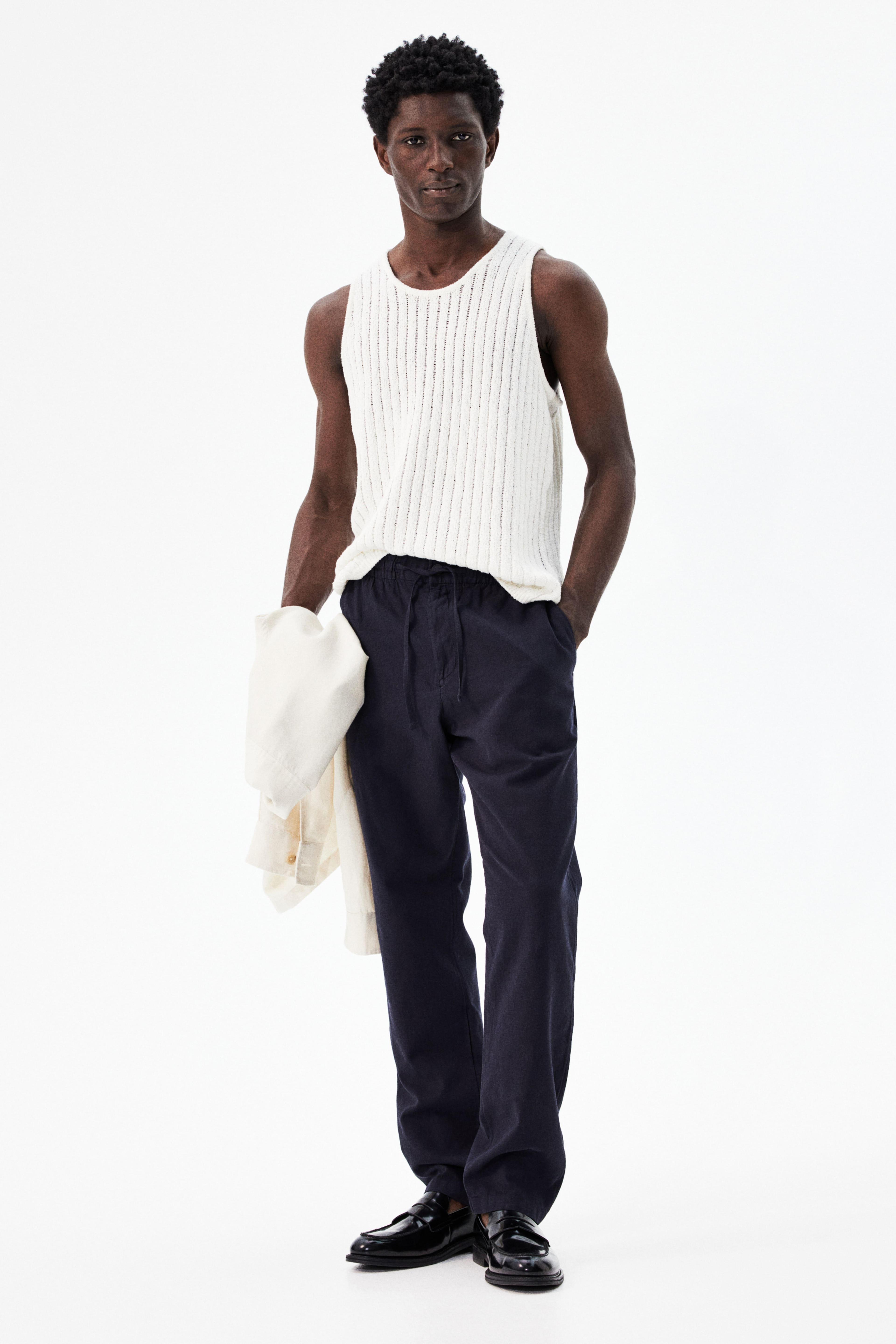 Regular-Fit Linen-Blend Pants Product Image