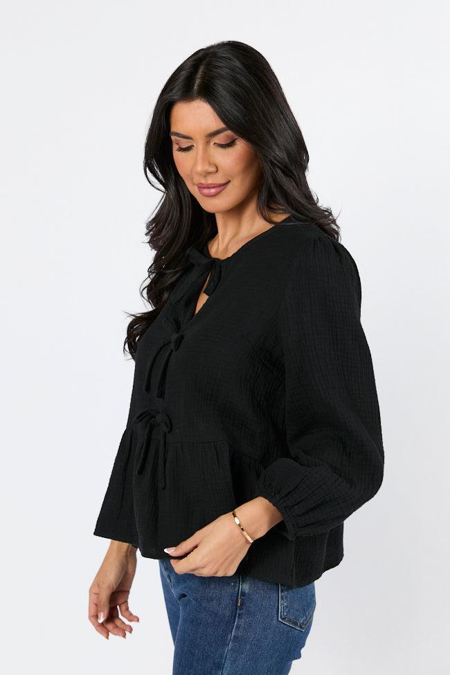 Close To Me Black Bow Detail Blouse FINAL SALE Product Image