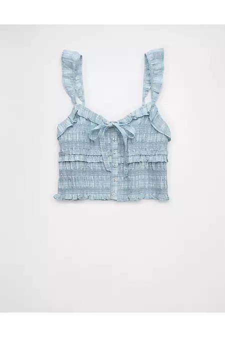AE Smocked Ruffle Tank Top Women's Product Image