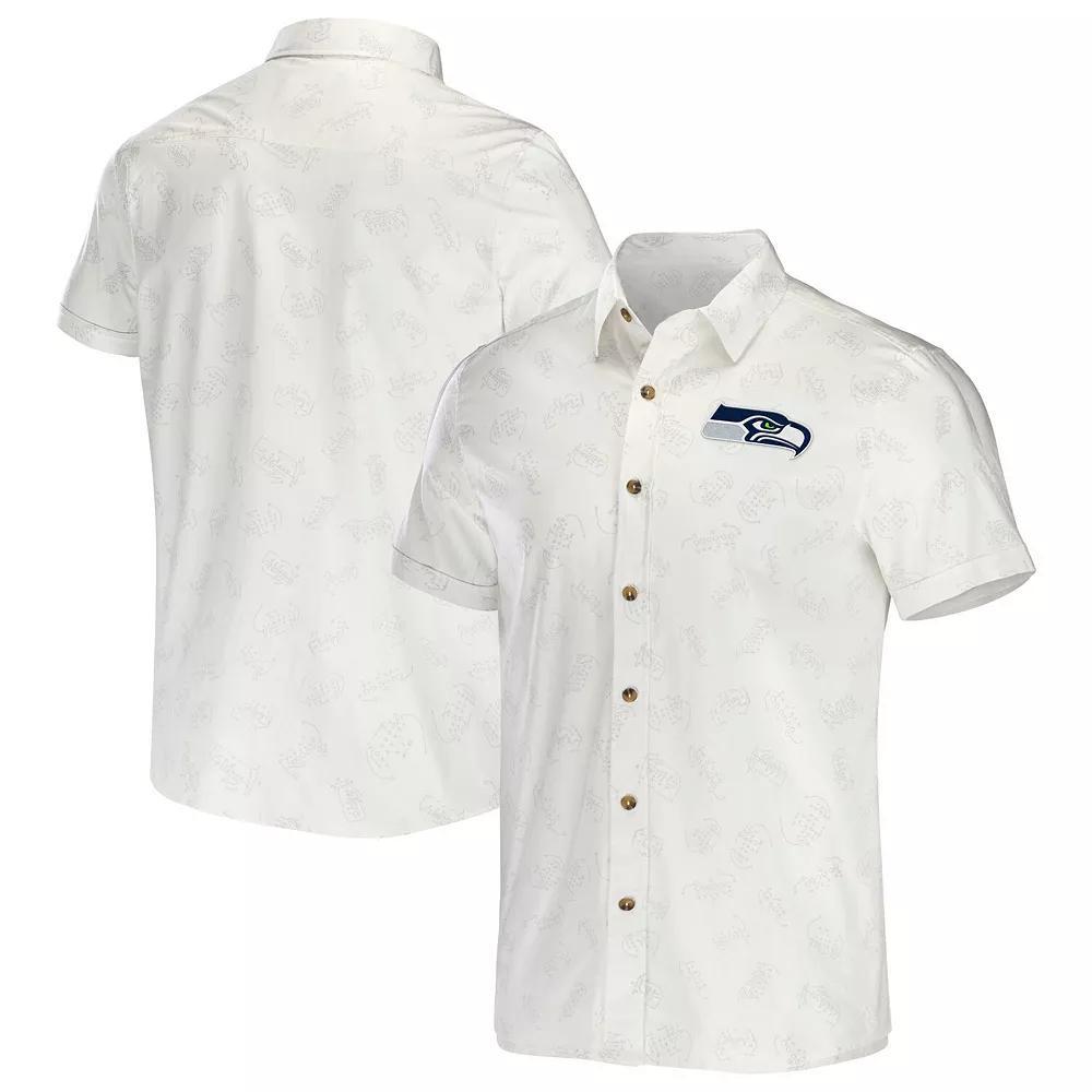 Men's NFL x Darius Rucker Collection by Fanatics White Seattle Seahawks Woven Button-Up T-Shirt,  Product Image