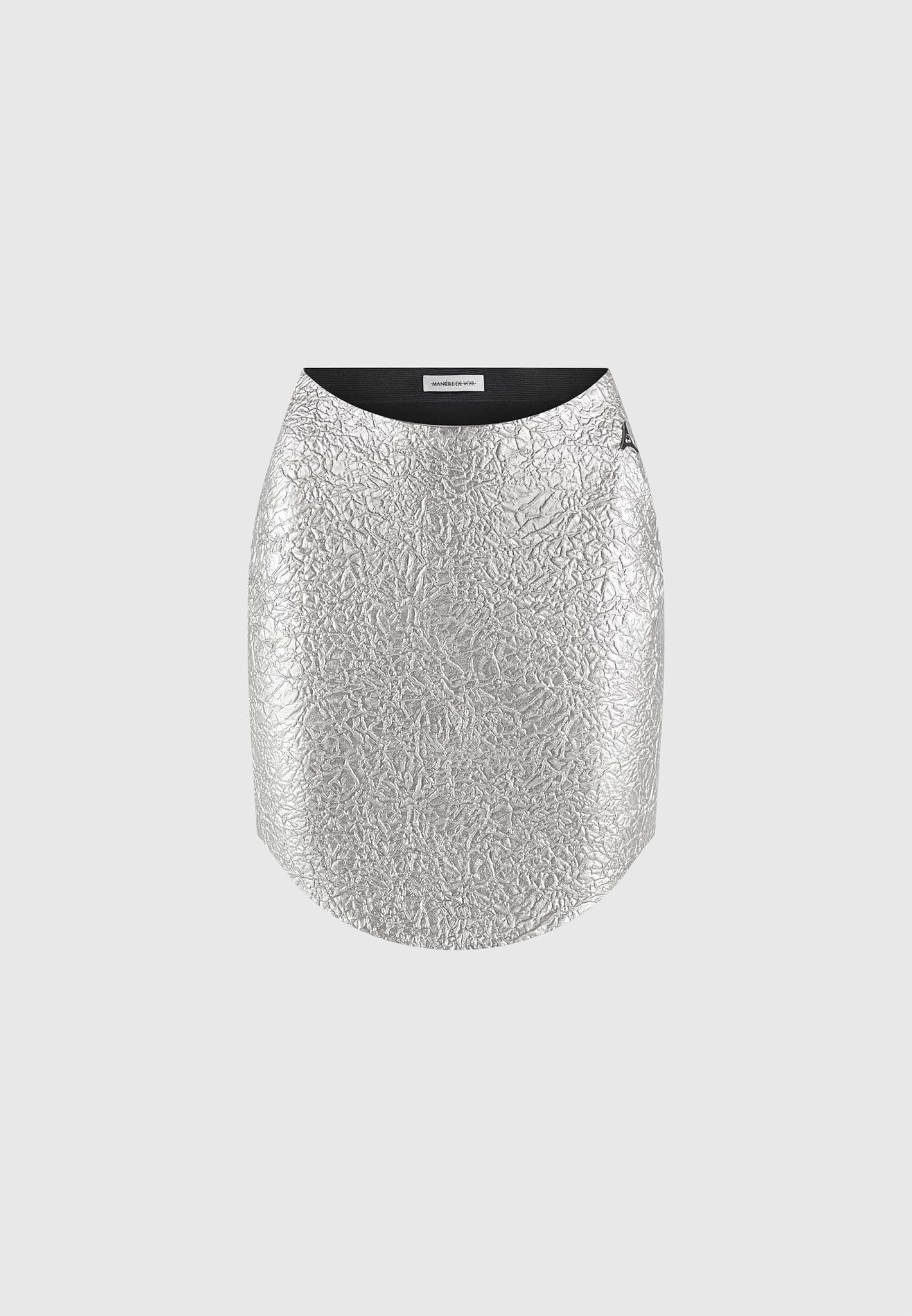 Dipped Waist Metallic Mini Skirt - Grey Female Product Image