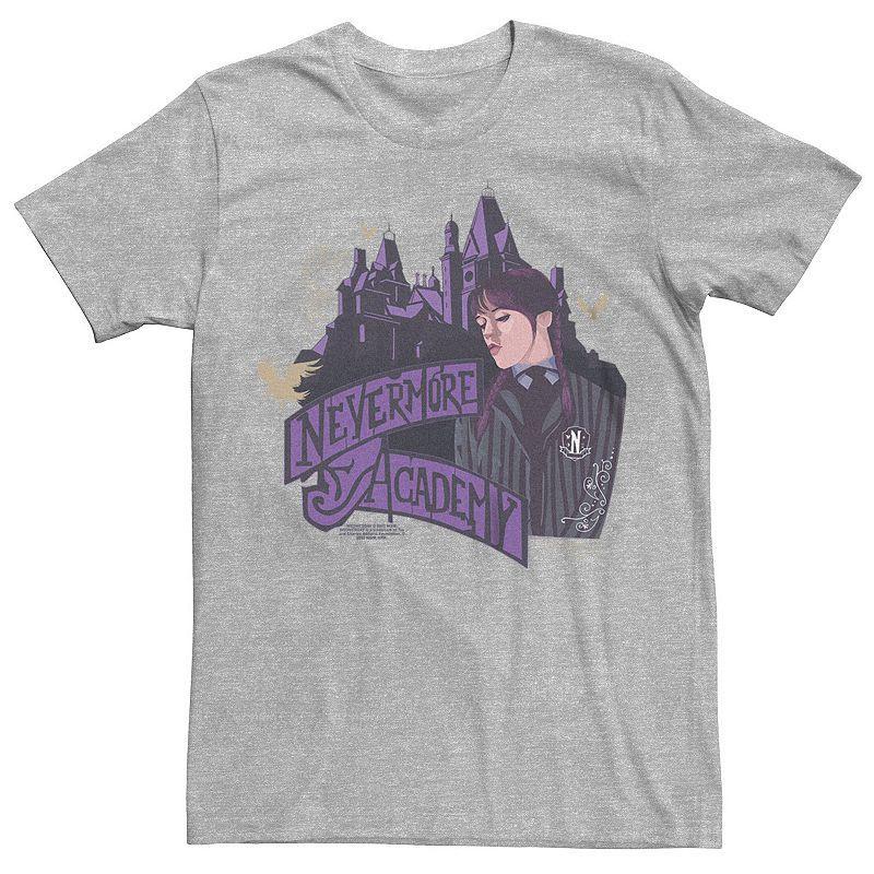 Mens Wednesday Nevermore Academy Tee Athletic Grey Product Image