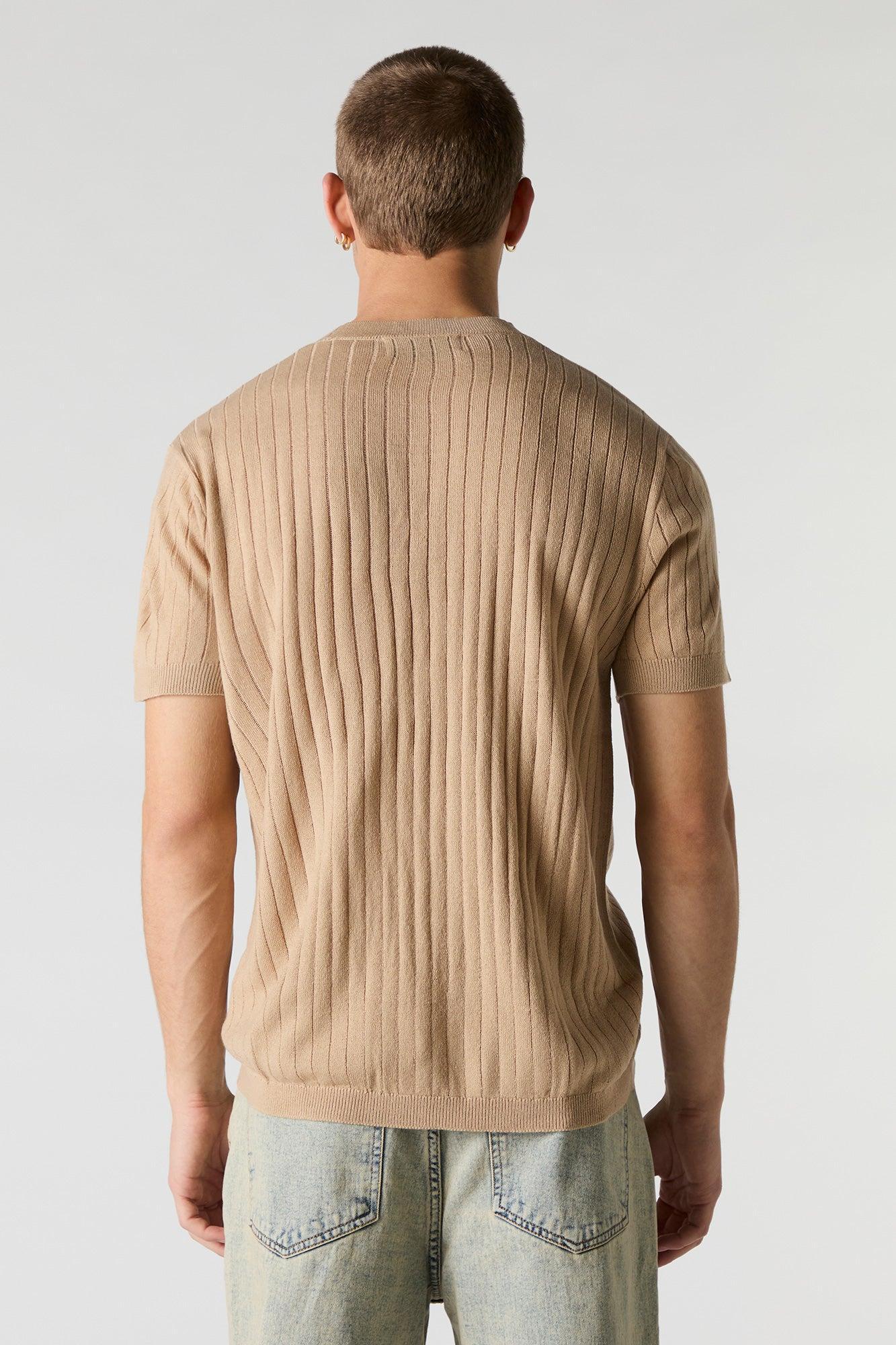 Ribbed Knit T-Shirt Male Product Image