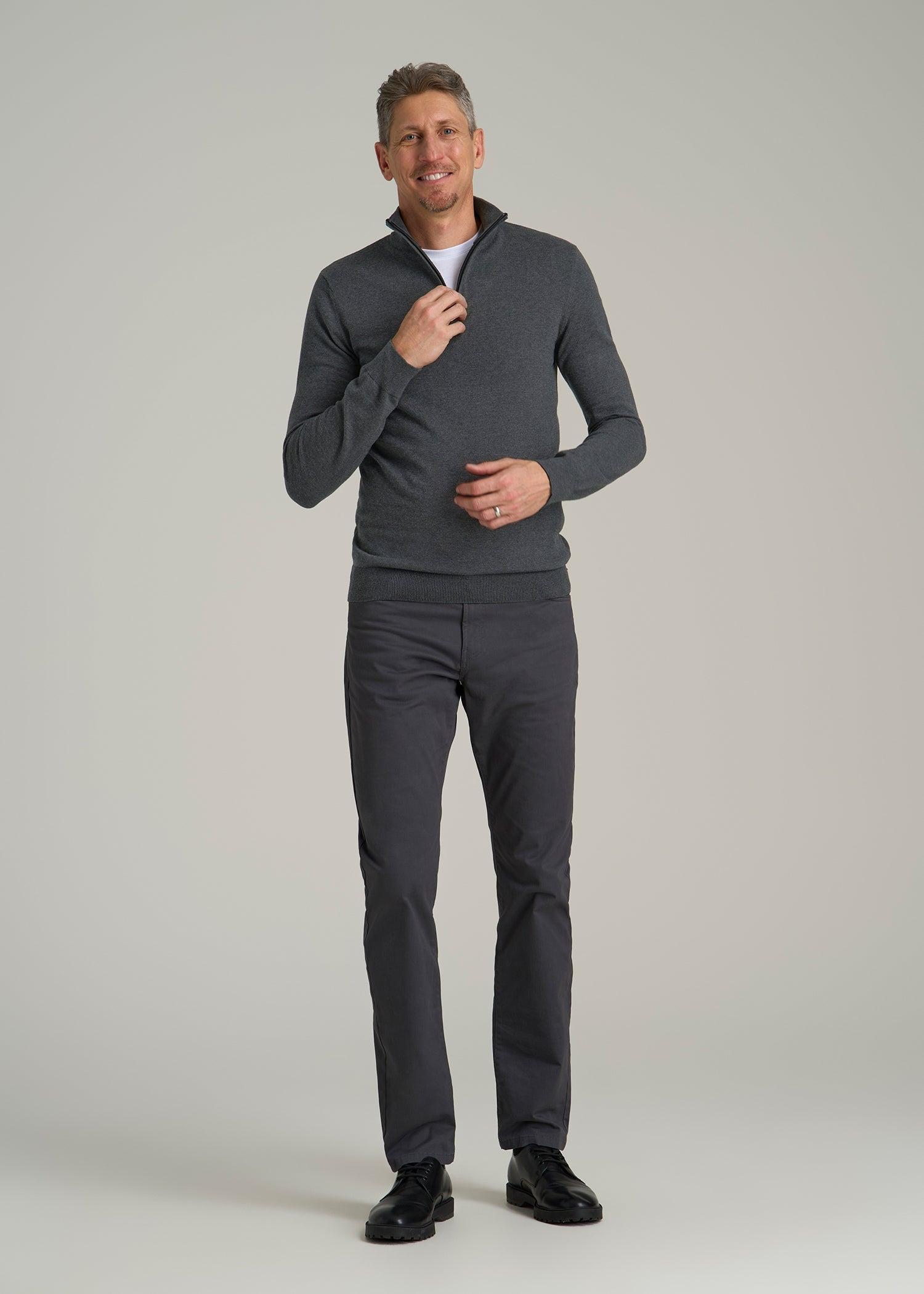 Everyday Quarter-Zip Sweater for Tall Men in Charcoal Mix Male Product Image