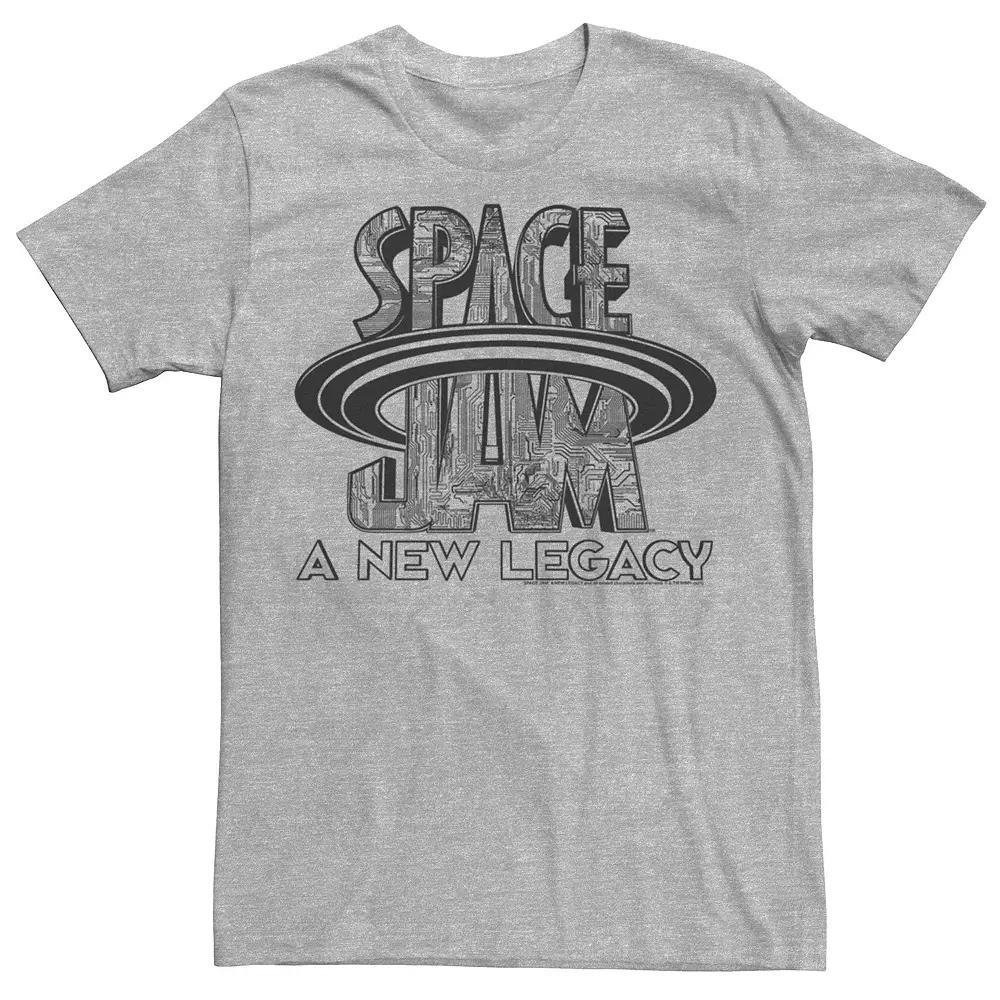 Men's Space Jam 2 A New Legacy Greyscale Distressed Logo Tee,  Product Image