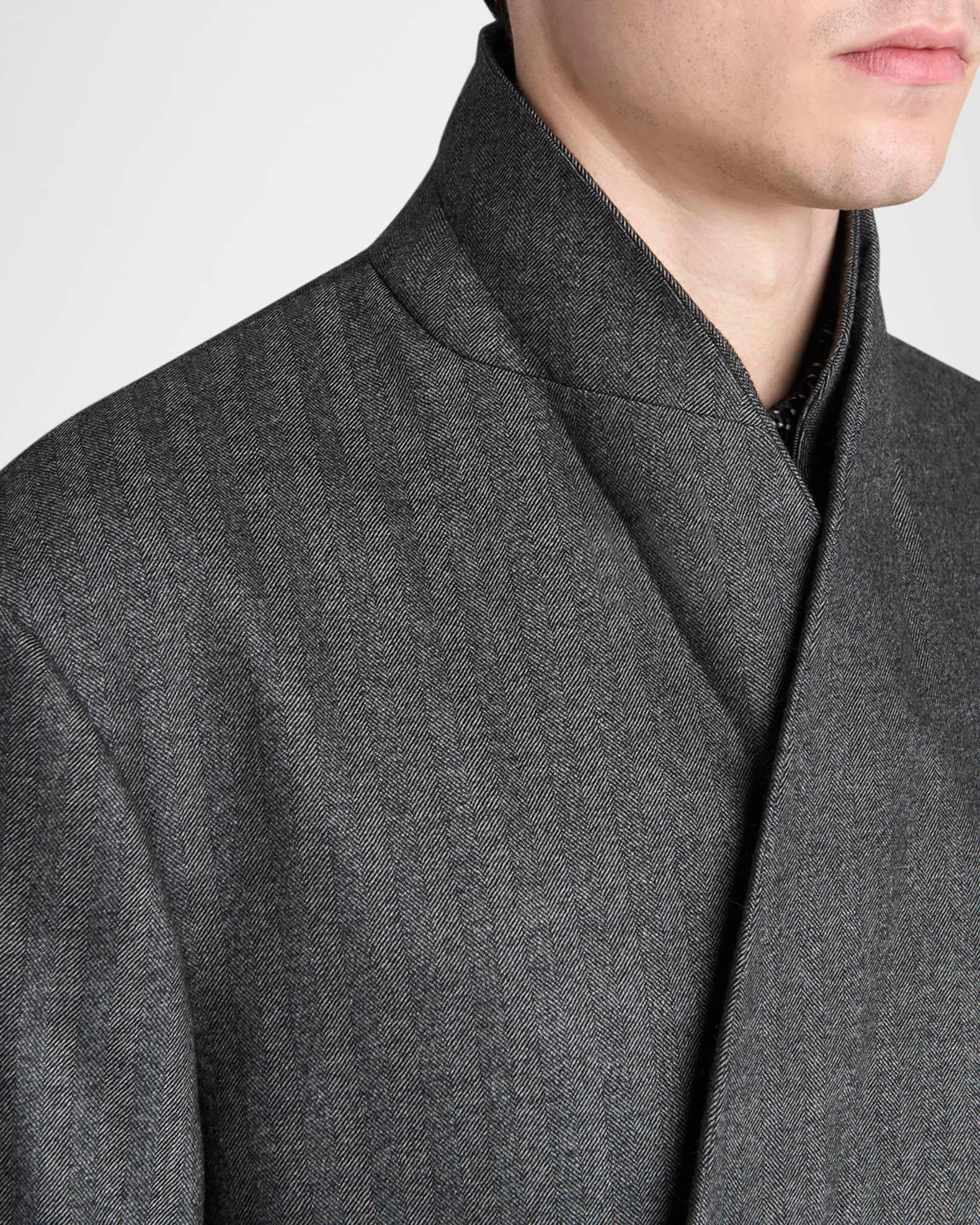 Men's Chevron Pattern Wool Cashmere Blend Shawl Lapel Double Breasted Suit Product Image